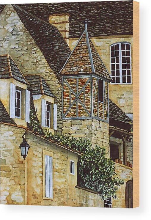 Sarlat Wood Print featuring the painting Houses in Sarlat by Scott Nelson