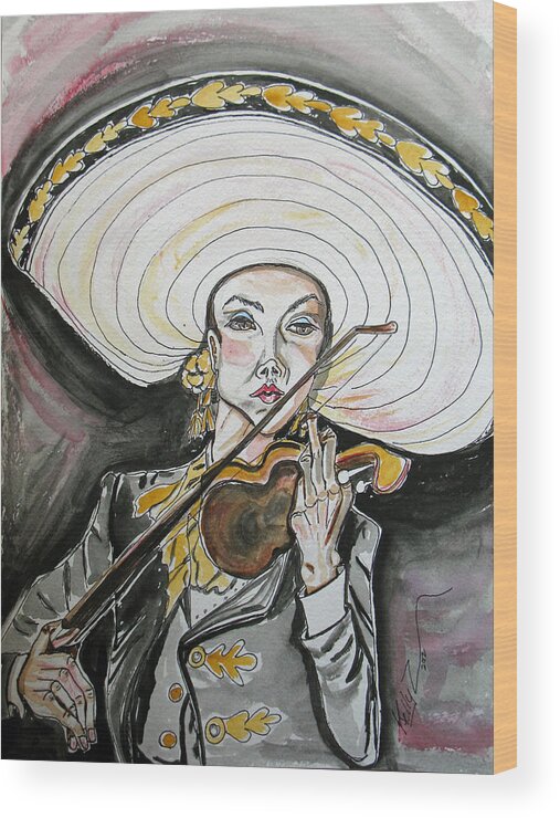 Mariachi Wood Print featuring the painting Mariachi Queen by Kelly Smith