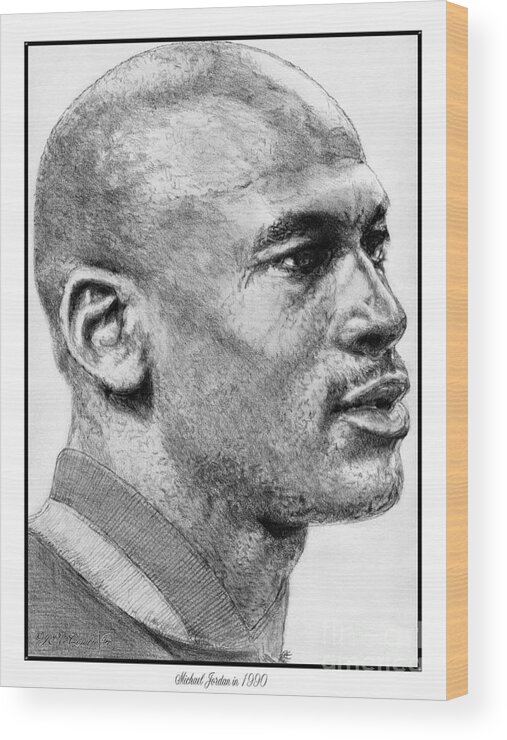 Michael Wood Print featuring the drawing Michael Jordan in 1990 by J McCombie