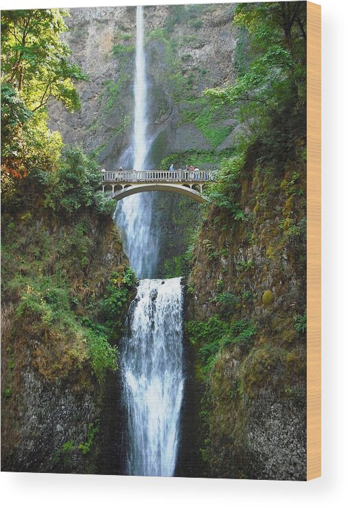 Twilight Wood Print featuring the photograph Multnomah Falls by Kelly Manning