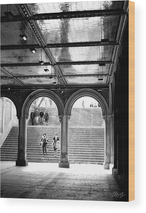 Arches Wood Print featuring the photograph New York Steps by Laura Hol Art