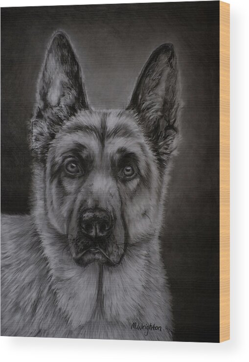 German Shepherd Dog Wood Print featuring the painting Noble - German Shepherd Dog by Michelle Wrighton