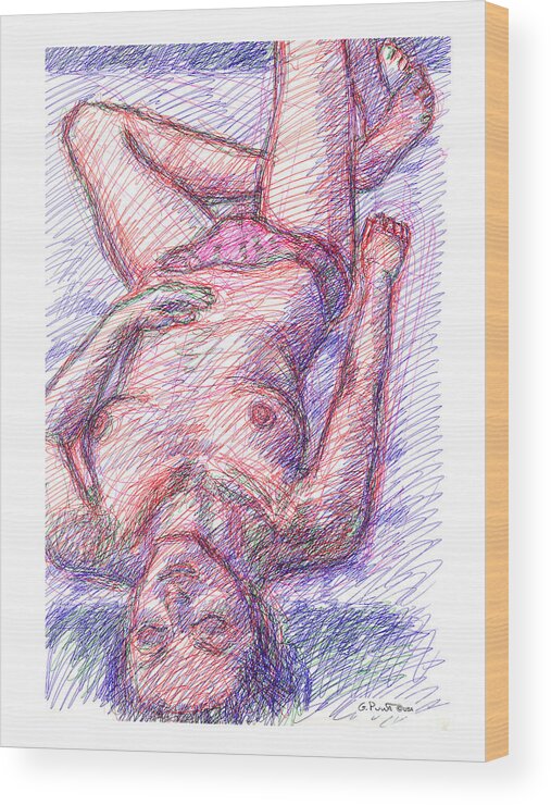 Sketches Wood Print featuring the drawing Nude Female Sketches 6a by Gordon Punt