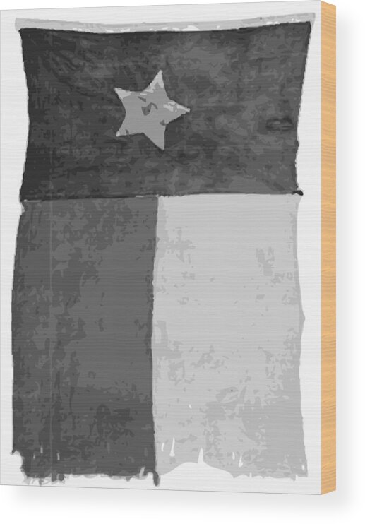 Austin City Limits Wood Print featuring the photograph Old Texas Flag BW10 by Scott Kelley
