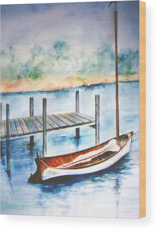 Pea Pod Boat Wood Print featuring the painting Pea Pod Boat by Lynn Buettner