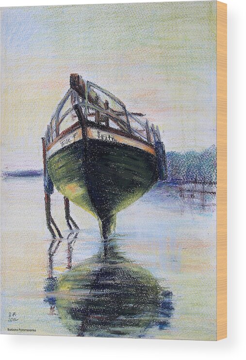 Boat Wood Print featuring the drawing Ready To Slip by Barbara Pommerenke