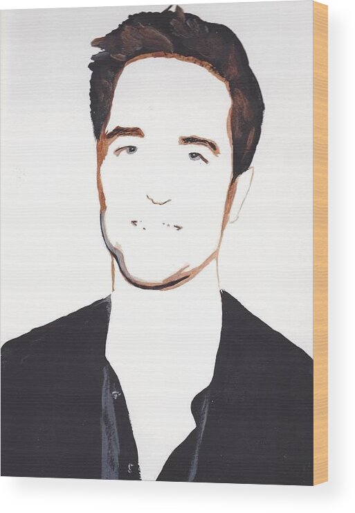 Robert Pattinson Wood Print featuring the painting Robert Pattinson 13 by Audrey Pollitt