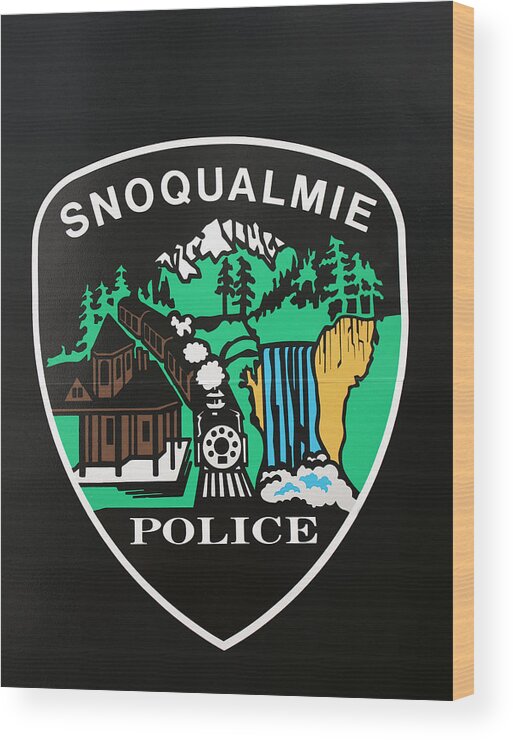 Badge Wood Print featuring the photograph Snoqualmie Police by Kristin Elmquist