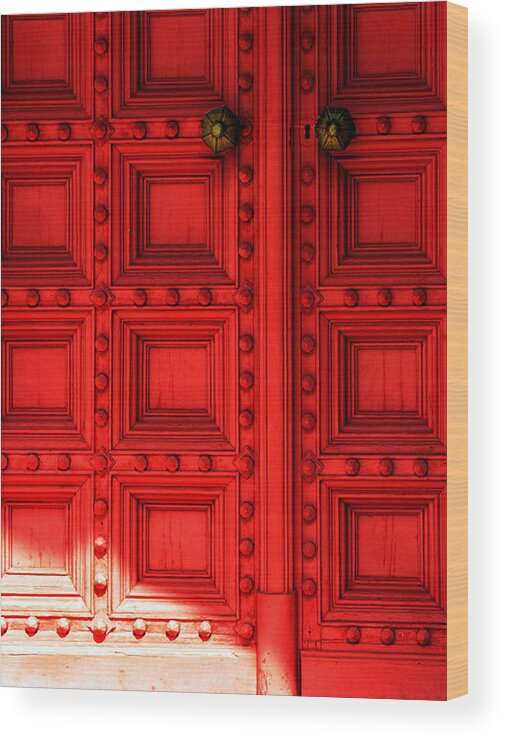 Doors Wood Print featuring the photograph Sunlight on the Red Door by Rod Seel