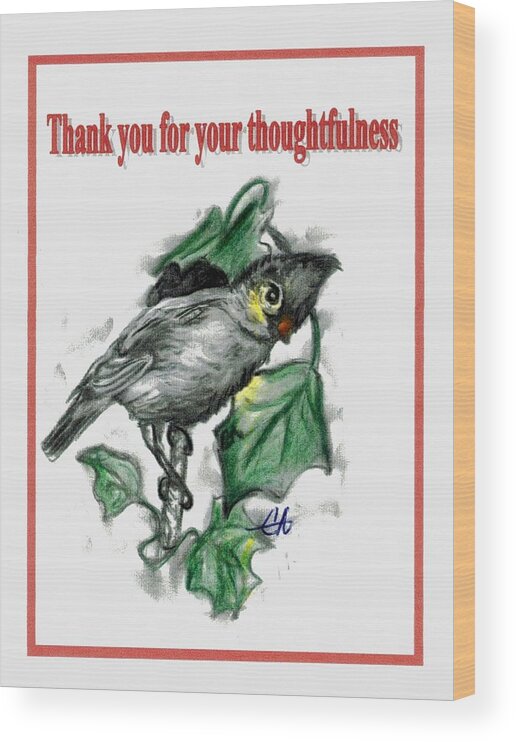 Thoughtfulness Wood Print featuring the drawing Thank You by Carol Allen Anfinsen