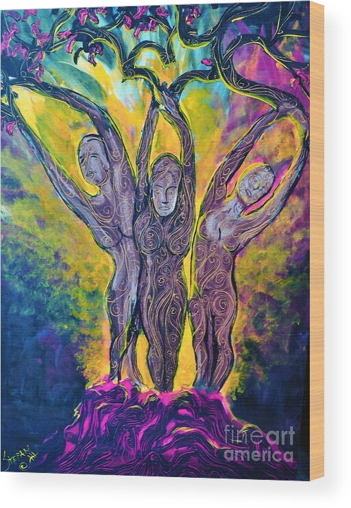 Trees Wood Print featuring the painting The Ascent by Stefan Duncan