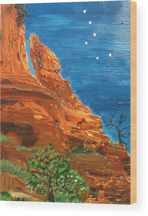 Desert Wood Print featuring the painting The Chief by Susan Voidets