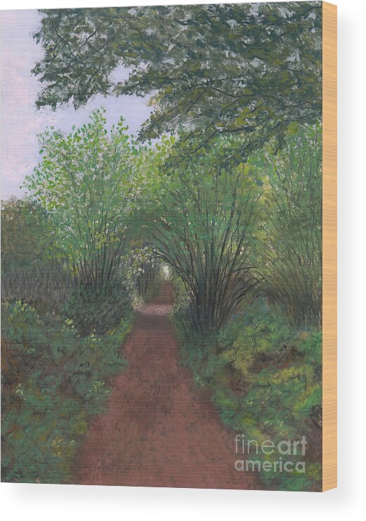 Landscape Wood Print featuring the pastel Trail to Spencer Spit by Ginny Neece