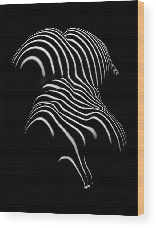 Black Wood Print featuring the photograph 0721-AR Black and White Fine Art Nude Abstract Big Woman BBW by Chris Maher