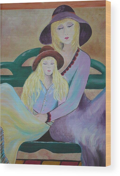 Mother/daughter Wood Print featuring the painting Angel Face #1 by Kris Crollard