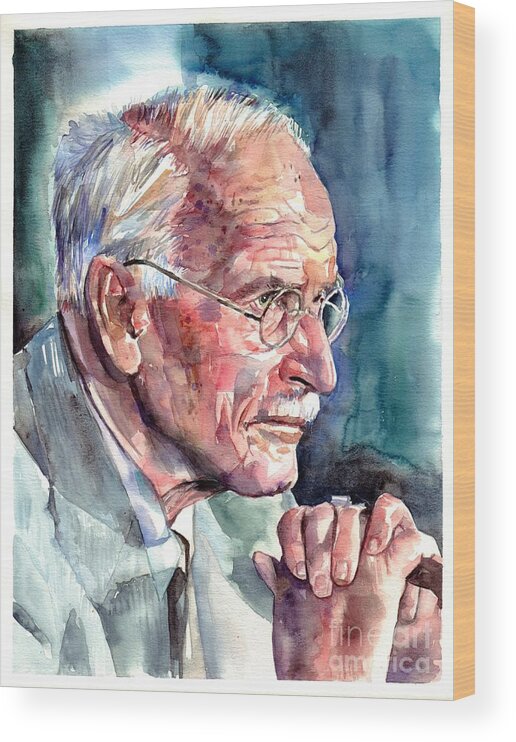 Carl Wood Print featuring the painting Carl Gustav Jung portrait #1 by Suzann Sines