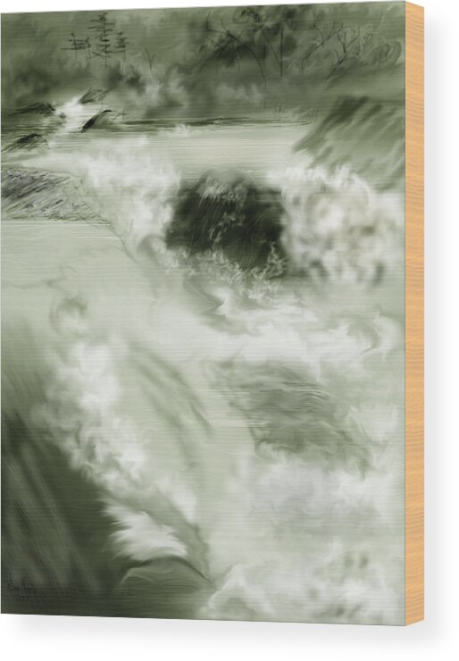 White Water Landscape Wood Print featuring the painting Cherry Creek White Water #1 by Anne Norskog