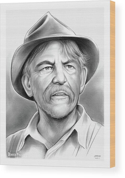 Denver Pyle Wood Print featuring the drawing Denver Pyle #1 by Greg Joens