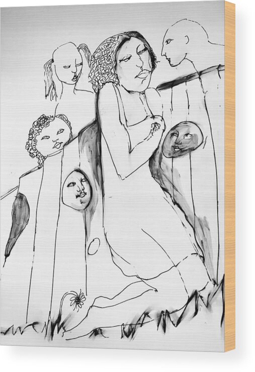 Ninos Wood Print featuring the drawing Donde estan los Ninos? 2 #1 by Rosalinde Reece