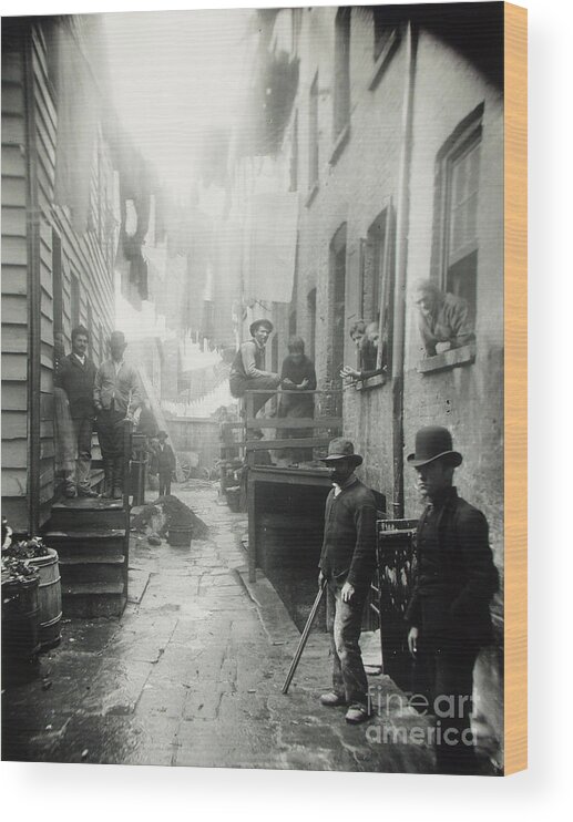 Jacob Riis Wood Print featuring the painting How the Other Half Lives #1 by MotionAge Designs
