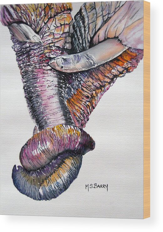 Elephants Wood Print featuring the painting In the Trunk #1 by Maria Barry