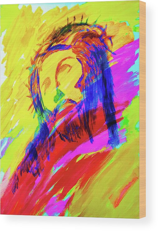 Jesus Wood Print featuring the painting Jesus #1 by Larry Cirigliano