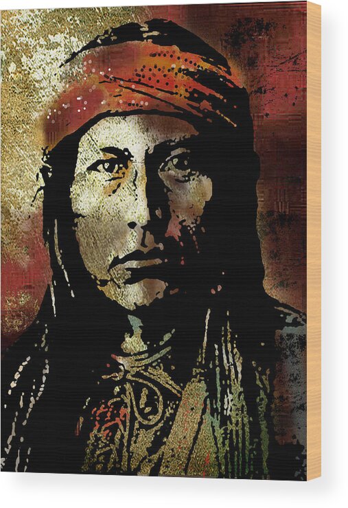 Native American Wood Print featuring the painting Naichez #1 by Paul Sachtleben