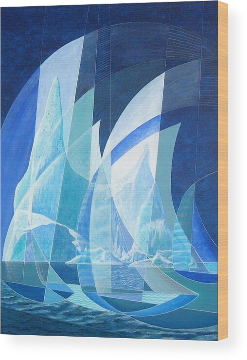 Sails Wood Print featuring the painting North Run #1 by Douglas Pike