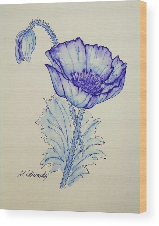 Poppy Wood Print featuring the drawing Oh Poppy by Marna Edwards Flavell