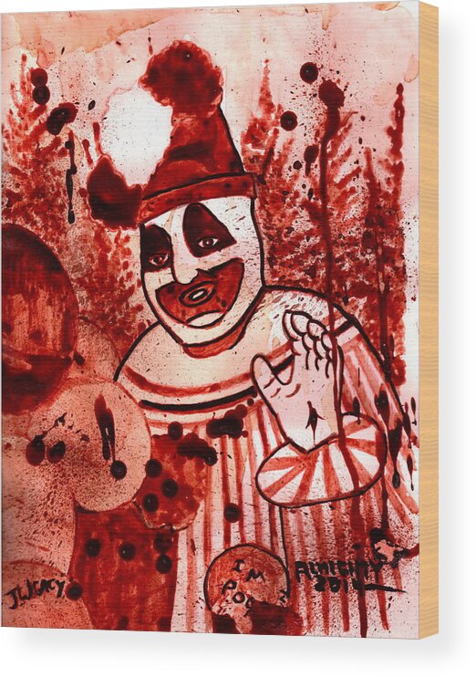  Wood Print featuring the painting Pogo Painted In Human Blood #1 by Ryan Almighty