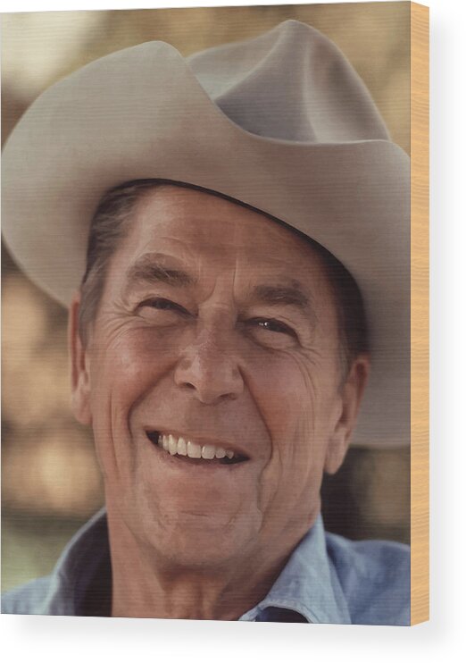 Ronald Reagan Wood Print featuring the photograph President Ronald Reagan by War Is Hell Store