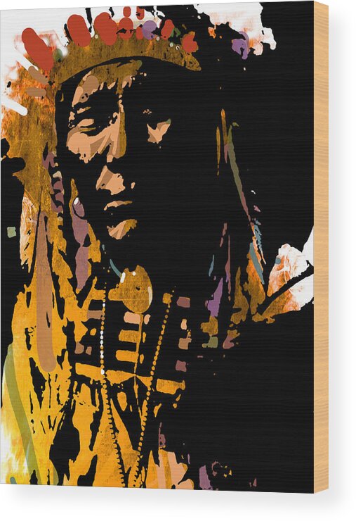 Native American Wood Print featuring the painting Proud Chief #1 by Paul Sachtleben