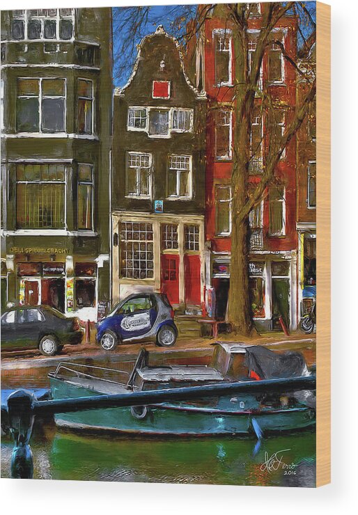 Holland Amsterdam Wood Print featuring the photograph Spiegelgracht 6. Amsterdam #1 by Juan Carlos Ferro Duque