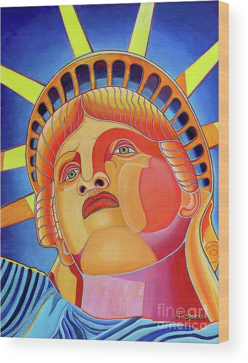 Statue Of Liberty Wood Print featuring the painting Statue of Liberty #1 by Joseph J Stevens