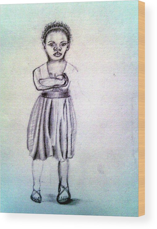 Black Art Wood Print featuring the drawing Untitled Black Woman by Donald C-Note Hooker