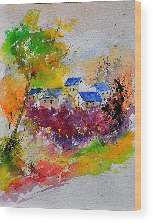 Landscape Wood Print featuring the painting Watercolor 119060 #2 by Pol Ledent