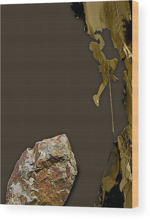 Rock Climber Wood Print featuring the mixed media Rock Climber Collection #11 by Marvin Blaine