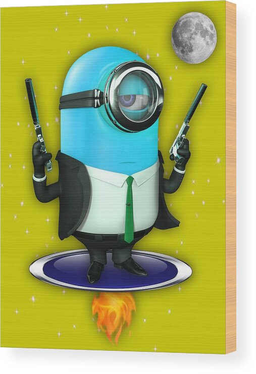 Minion Wood Print featuring the mixed media Minions Collection #14 by Marvin Blaine