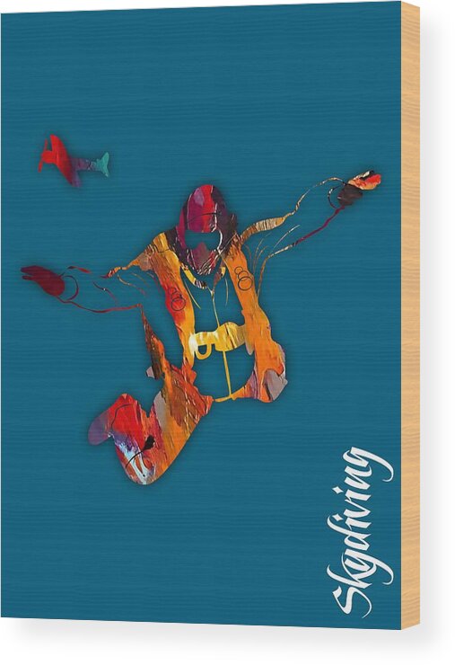 Skydiving Wood Print featuring the mixed media Skydiving Collection #18 by Marvin Blaine