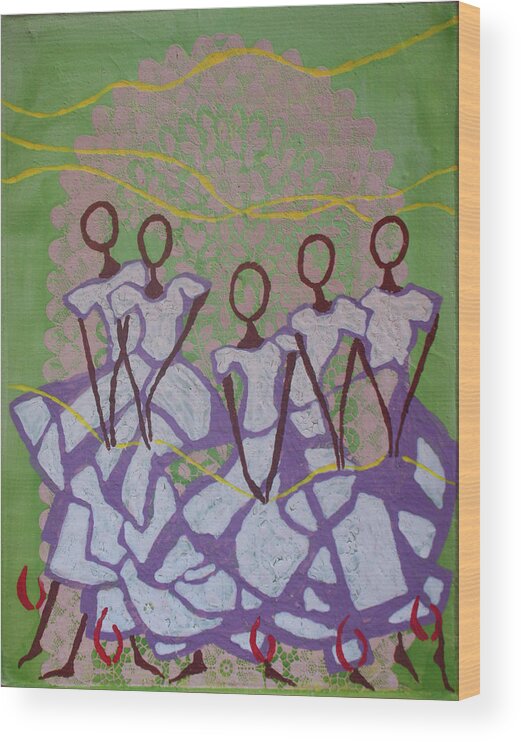 Jesus Wood Print featuring the ceramic art Five Wise Virgins #28 by Gloria Ssali