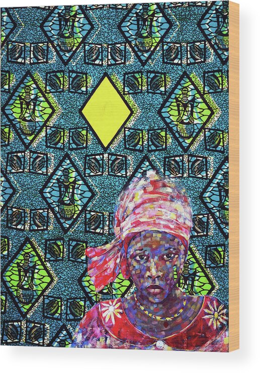 Ronex Ahimbisibwe Wood Print featuring the painting Untitled #28 by Ronex Ahimbisibwe