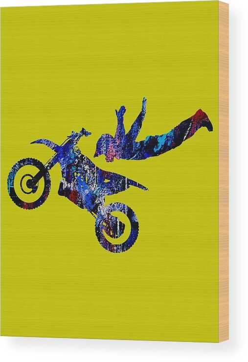 Dirt Bike Wood Print featuring the mixed media Dirt Bike Superman Collection #3 by Marvin Blaine