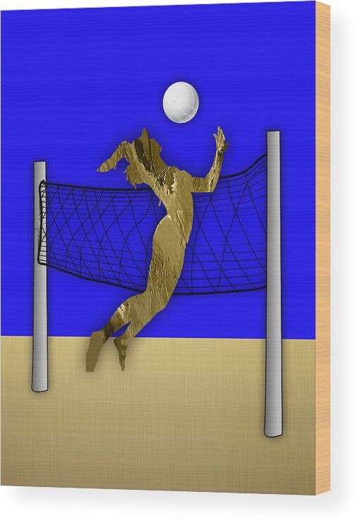 Vollyball Wood Print featuring the mixed media Vollyball Collection #2 by Marvin Blaine