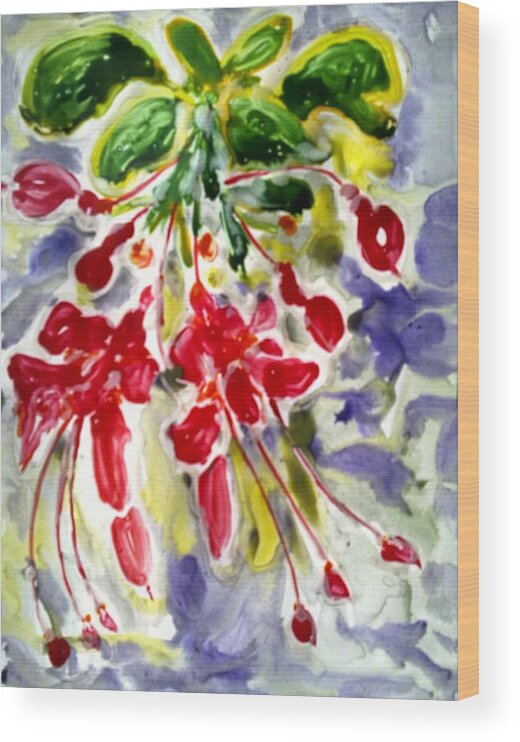 Abstract Flowers Wood Print featuring the painting Divine Flowers #338 by Baljit Chadha