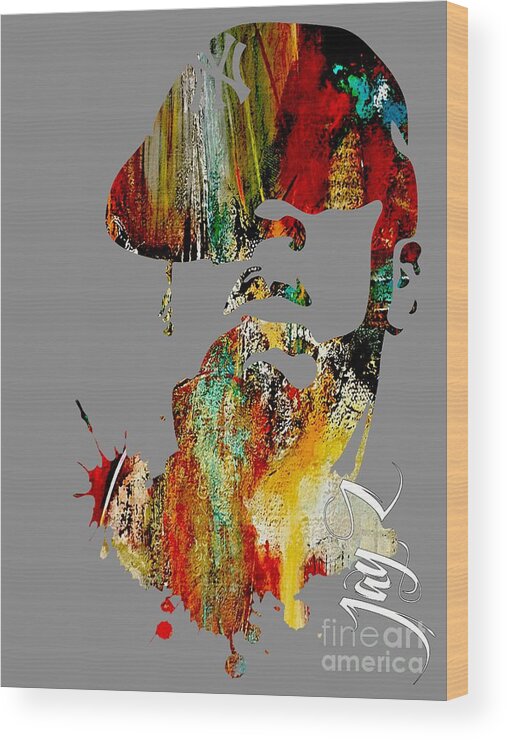 Jay Z Art Wood Print featuring the mixed media Jay Z Collection #4 by Marvin Blaine