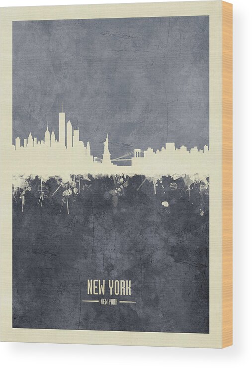 New York Wood Print featuring the digital art New York Skyline #38 by Michael Tompsett