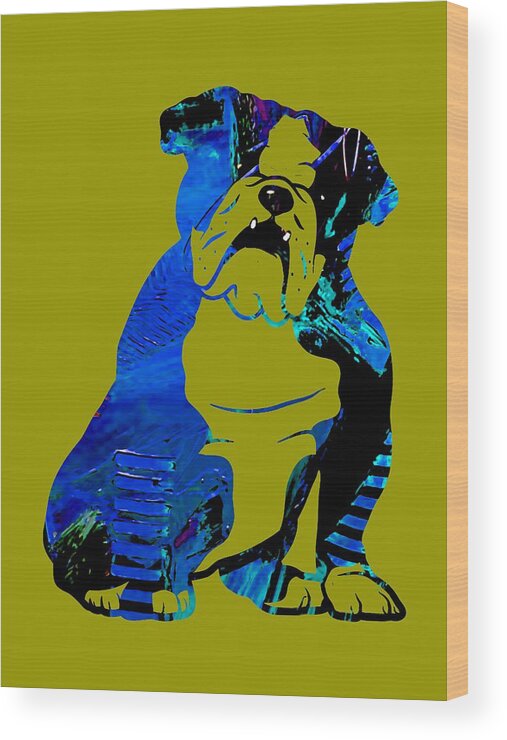 English Bulldog Wood Print featuring the mixed media English Bulldog Collection #6 by Marvin Blaine