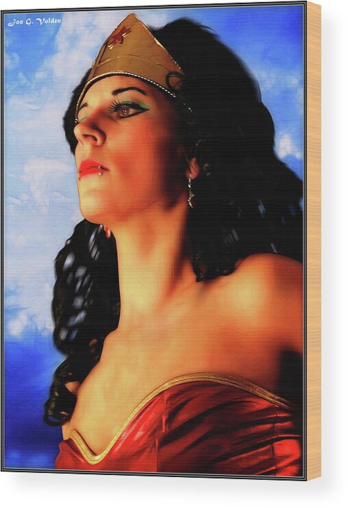 Wonder Woman Wood Print featuring the photograph Punk Wonder Hero by Jon Volden