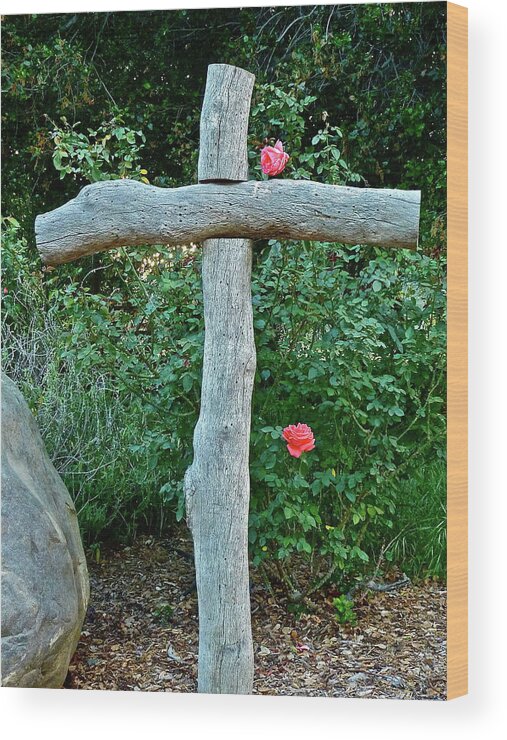 Rose Wood Print featuring the photograph A Rose For Jesus by Diana Hatcher