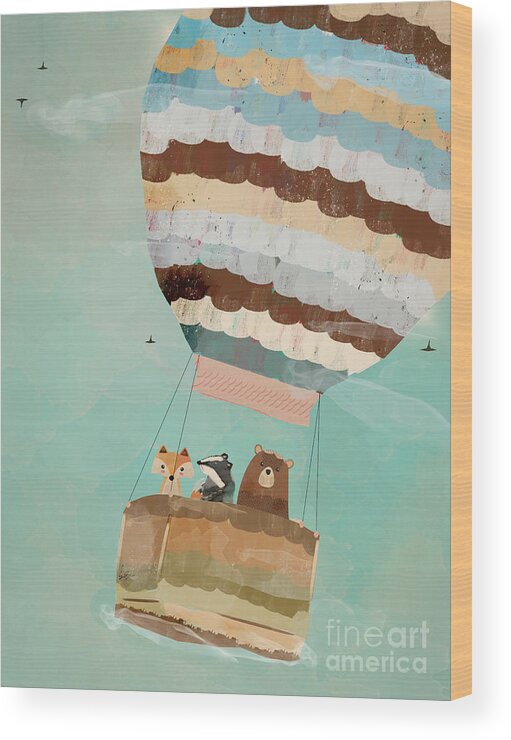 Animals Wood Print featuring the painting A Wondrous Little Adventure by Bri Buckley